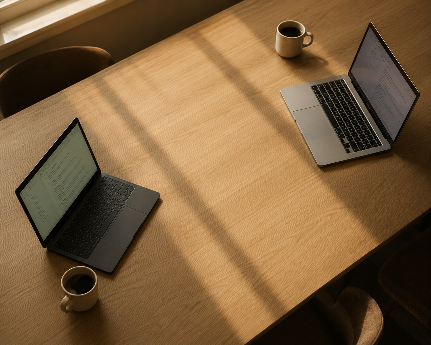 Body doubling — two laptops open at the same table