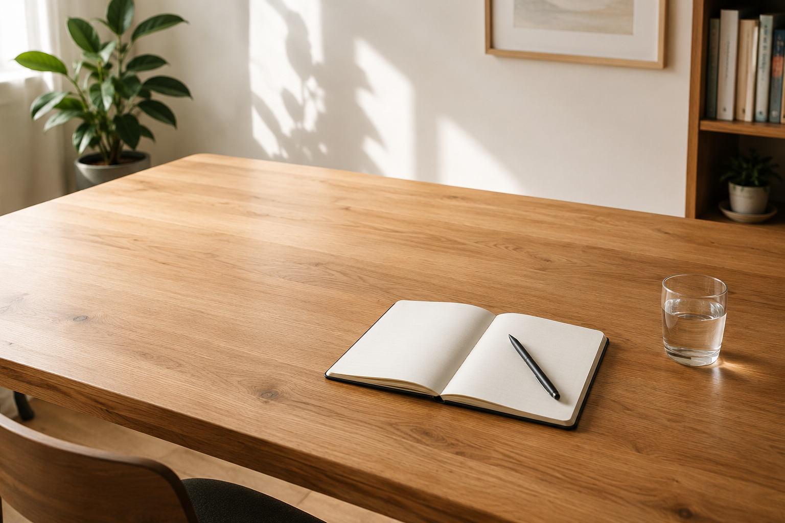 A cleared desk ready for focused work