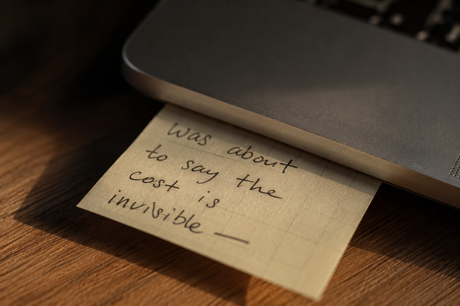 A short handwritten note left as a breadcrumb for returning focus